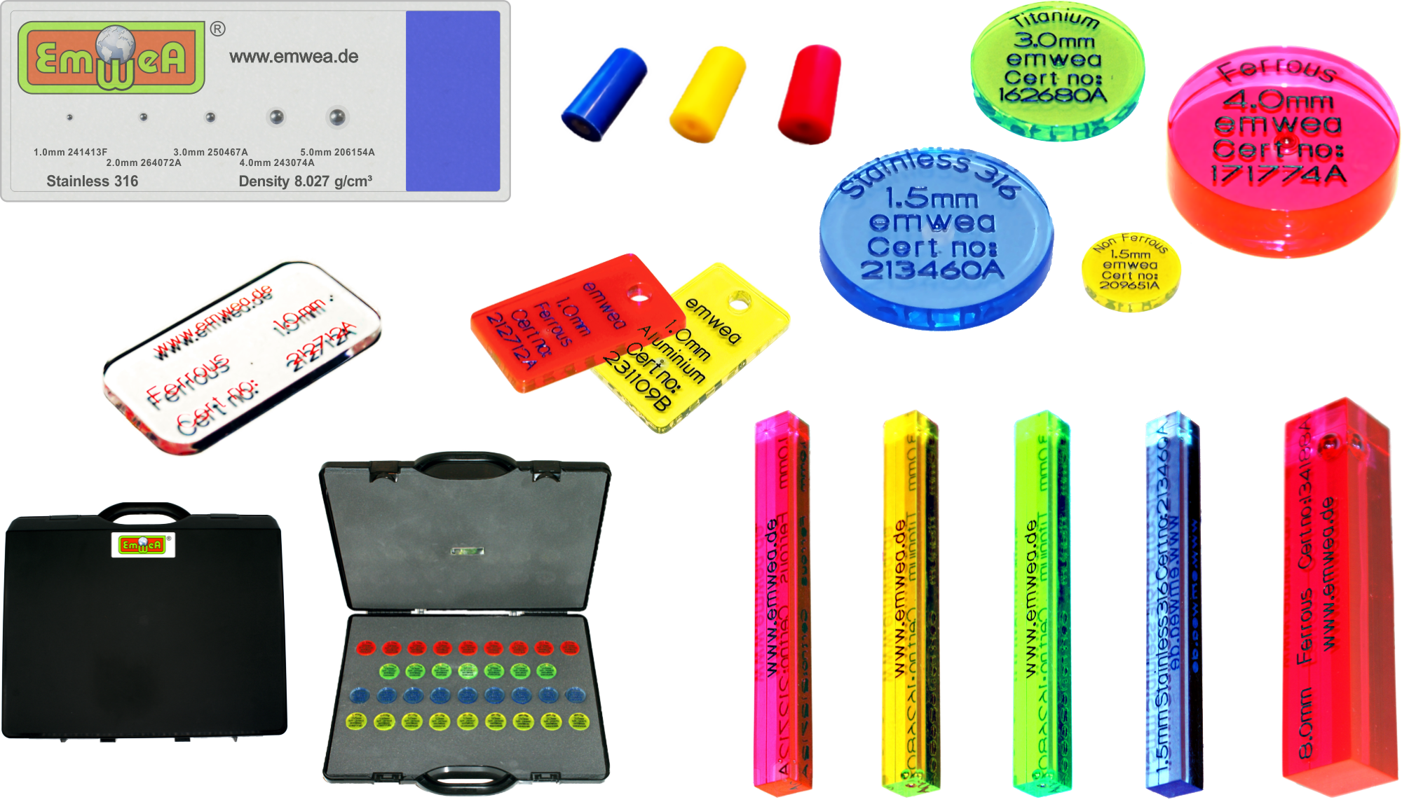 Prüfmittel für Metallsuchgeräte und Röntgendetekoren